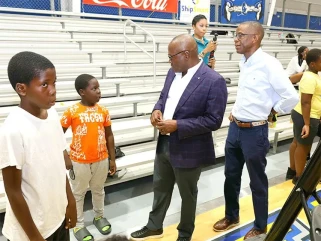 Education Minister Cooper visits Buddy Hield Basketball Camp in Grand Bahama